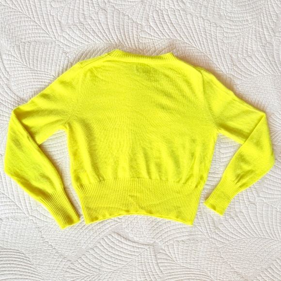 J.Crew Cropped Cashmere Crewneck Sweater Lemon Sorbet Citron Size Small - Picture 9 of 15